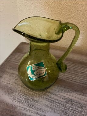Green Hand-Blown Mini Glass Pitcher/Vase - Jamestown VA